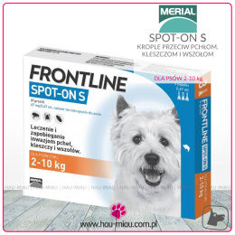 Merial - Frontline Spot-On S - dla psób 2-10 KG - Na pchły, wszy, kleszcze, pasożyty - 1 pipeta