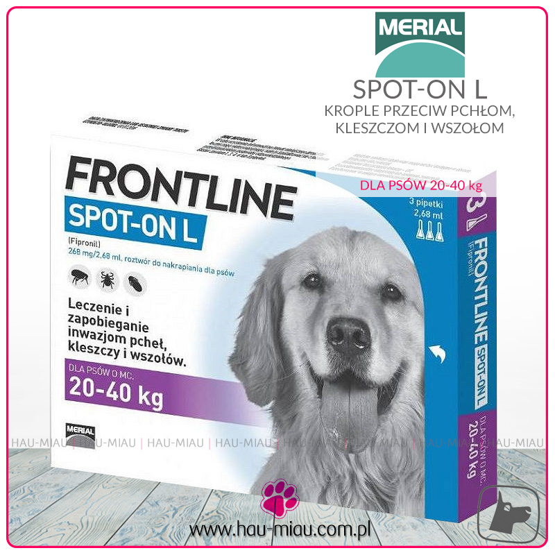 Merial - Frontline Spot-On L - dla psów 20-40 KG - Na pchły, wszy, kleszcze, pasożyty - 1 pipeta Merial - Frontline Spot-On L - dla psów 20-40 KG - Na pchły, wszy, kleszcze, pasożyty - 1 pipeta