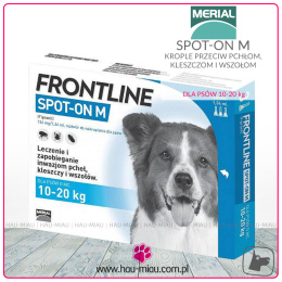 Merial - Frontline Spot-On M - dla psób 10-20 KG - Na pchły, wszy, kleszcze, pasożyty - 1 pipeta