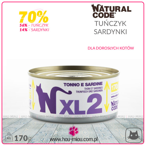 Natural Code - XL2 - TUŃCZYK i SARDYNKI - 170g Natural Code - XL2 - TUŃCZYK i SARDYNKI - 170g