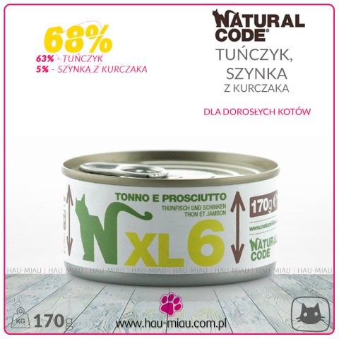 Natural Code - XL6 - TUŃCZYK z SZYNKĄ - 170g Natural Code - XL6 - TUŃCZYK z SZYNKĄ - 170g