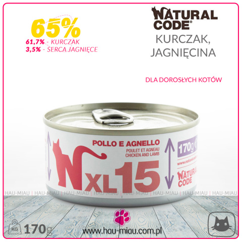 Natural Code - XL15 - KURCZAK i JAGNIĘCINA - 170g Natural Code - XL15 - KURCZAK i JAGNIĘCINA - 170g