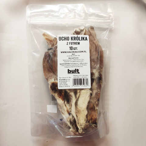 Bult - Przysmak naturalny - Ucho królika z futrem - 10 szt. Bult - Przysmak naturalny - Ucho królika z futrem - 10 szt.