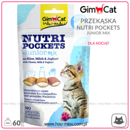 GimCat - Nutri Pockets Junior MIX - Przysmak dla kociąt - NABIAŁ - 60g