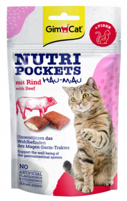 GimCat - Nutri Pockets Beef - Przysmak dla kotów - WOŁOWINA - 60g