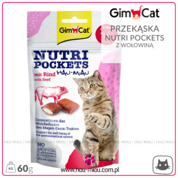 GimCat - Nutri Pockets Beef - Przysmak dla kotów - WOŁOWINA - 60g