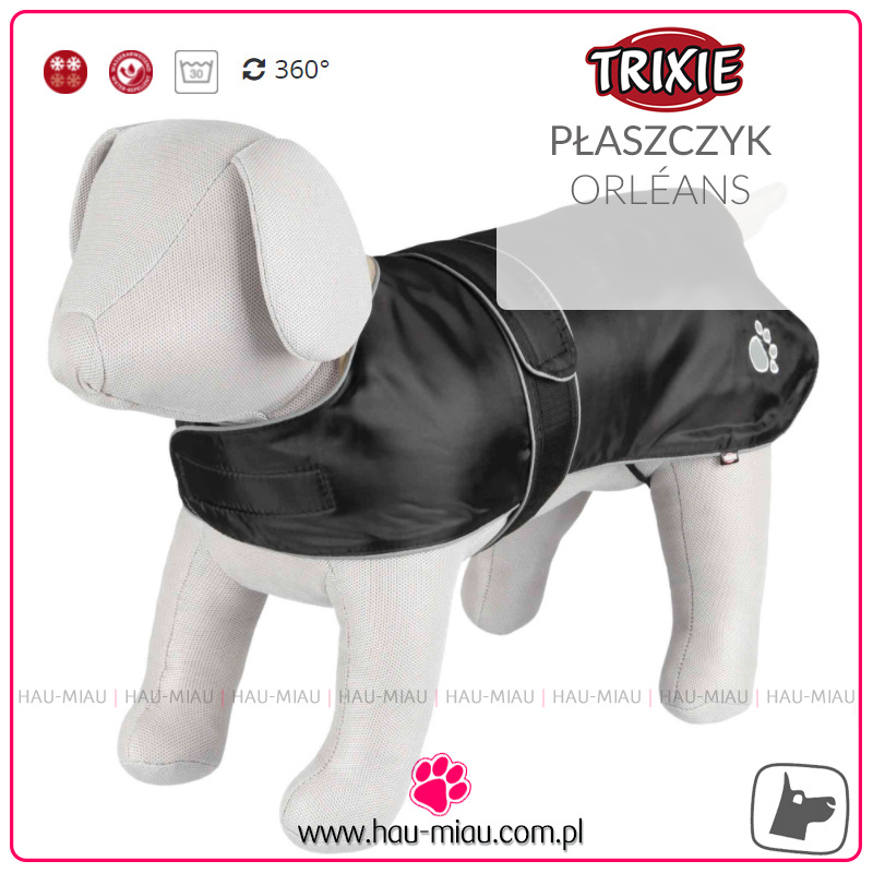 Trixie - Płaszczyk przeciwdeszczowy Orléans - CZARNY - L - 55 cm Trixie - Płaszczyk przeciwdeszczowy Orléans - CZARNY - L - 55 cm
