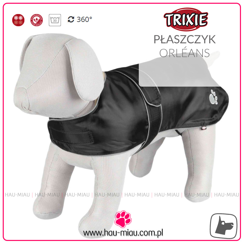 Trixie - Płaszczyk przeciwdeszczowy Orléans - CZARNY - XL - 70 cm