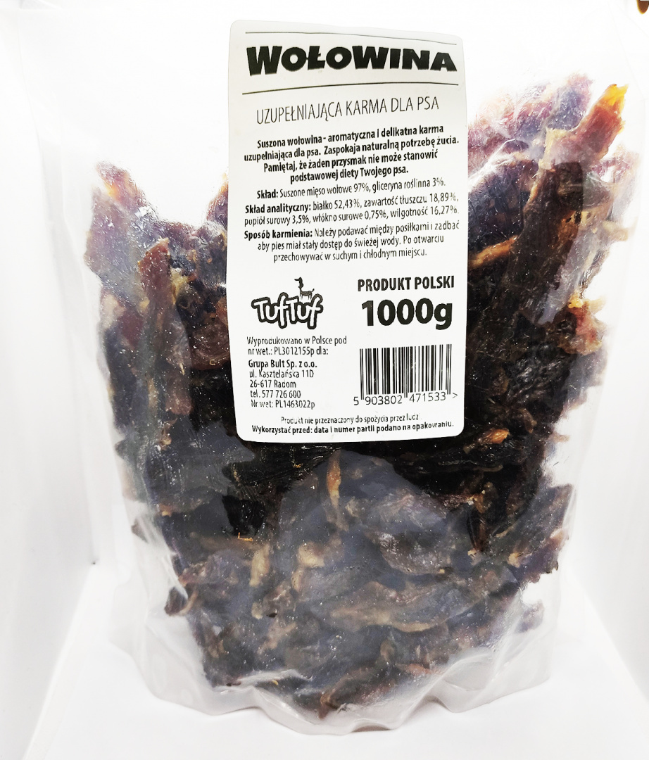 Tuf Tuf - Przysmak suszony - WOŁOWINA - 1 KG Tuf Tuf - Przysmak suszony - WOŁOWINA - 1 KG