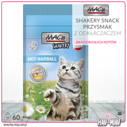 Mac`s - Shakery Snack Anti hairball - Przysmak z odkłaczaczem - 60g