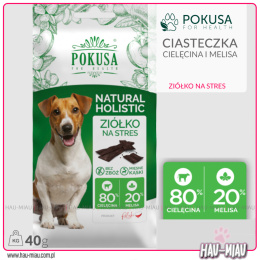 Pokusa - Ciastka bezzbożowe dla psa - Natural Holistic Ziółko na stres - CIELĘCINA i MELISA - 40g