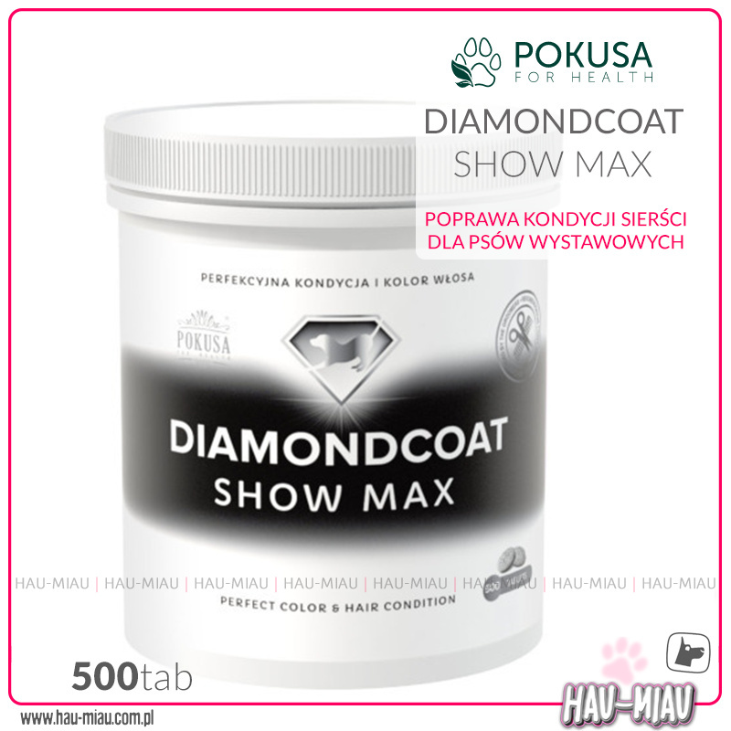 Pokusa - DiamondCoat Show Max - Wspomagający kondycję sierści - 500 tabletek