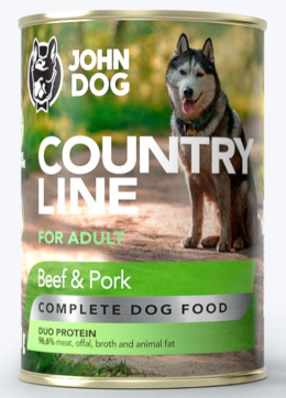 John Dog - Country Line Adult - WOŁOWINA Z WIEPRZOWINĄ - 400g