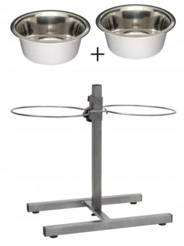 Barry King - Dwie metalowe miski na regulowanym stojaku - 2×2,8 L