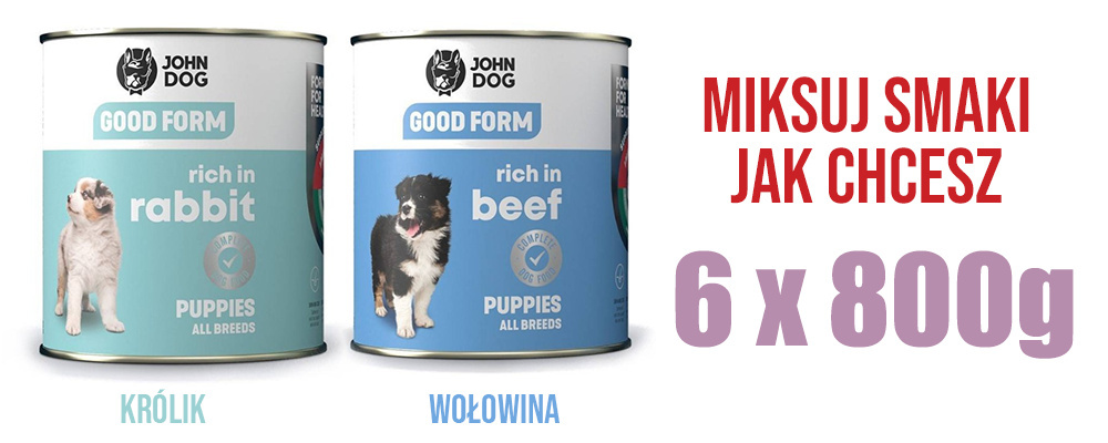 John Dog - Good Form Puppies - MIX SMAKÓW - 6 x 800g