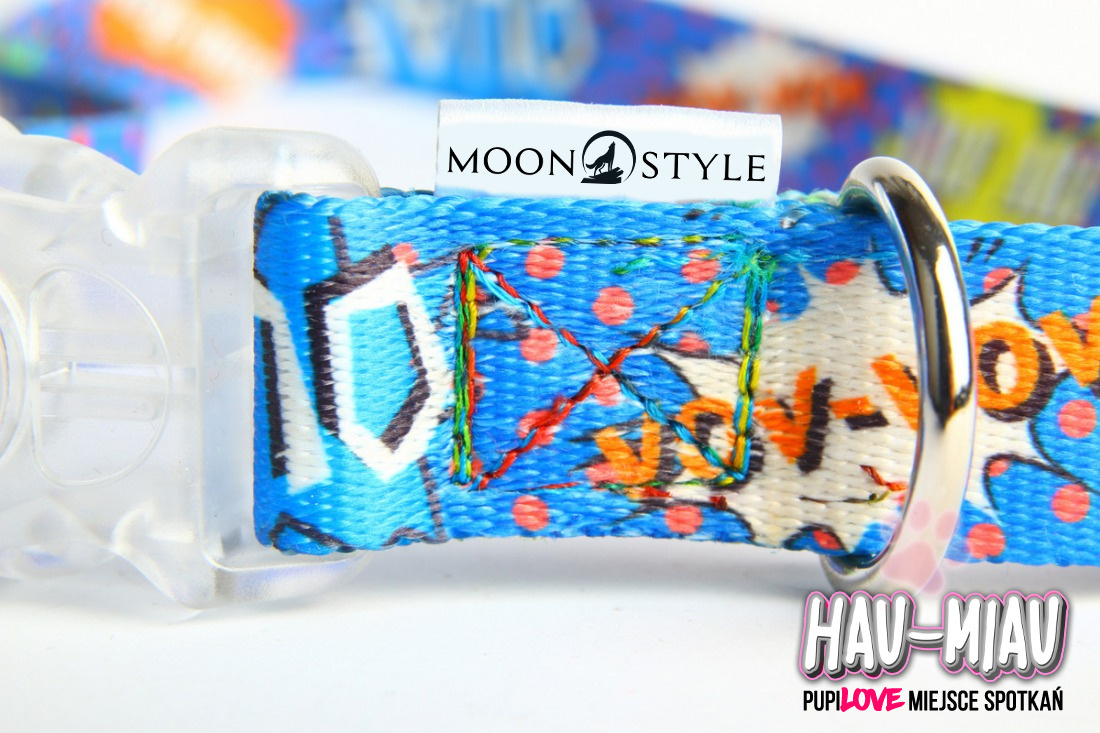 Moon Style - Obroża z klamrą LED - Graffiti Blue Moon - 25mm Moon Style - Obroża z klamrą LED - Graffiti Blue Moon - 25mm