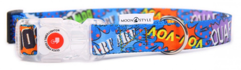 Moon Style - Obroża z klamrą LED - Graffiti Blue Moon - 20mm