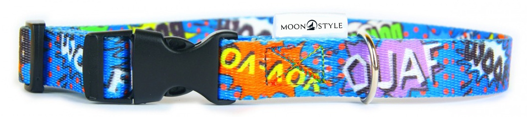 Moon Style - Obroża z plastikową klamrą - Graffiti Blue Moon - 30mm