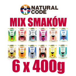 Natural Code - Mokra karma dla psa MIX SMAKÓW - 6 x 400g