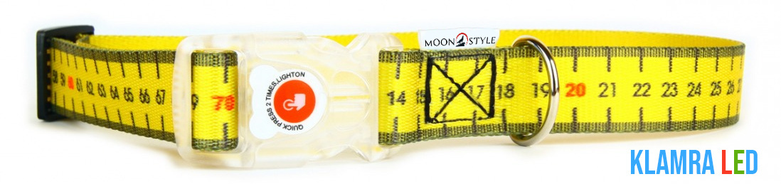 Moon Style - Obroża z klamrą LED - Moon Miara - 25mm