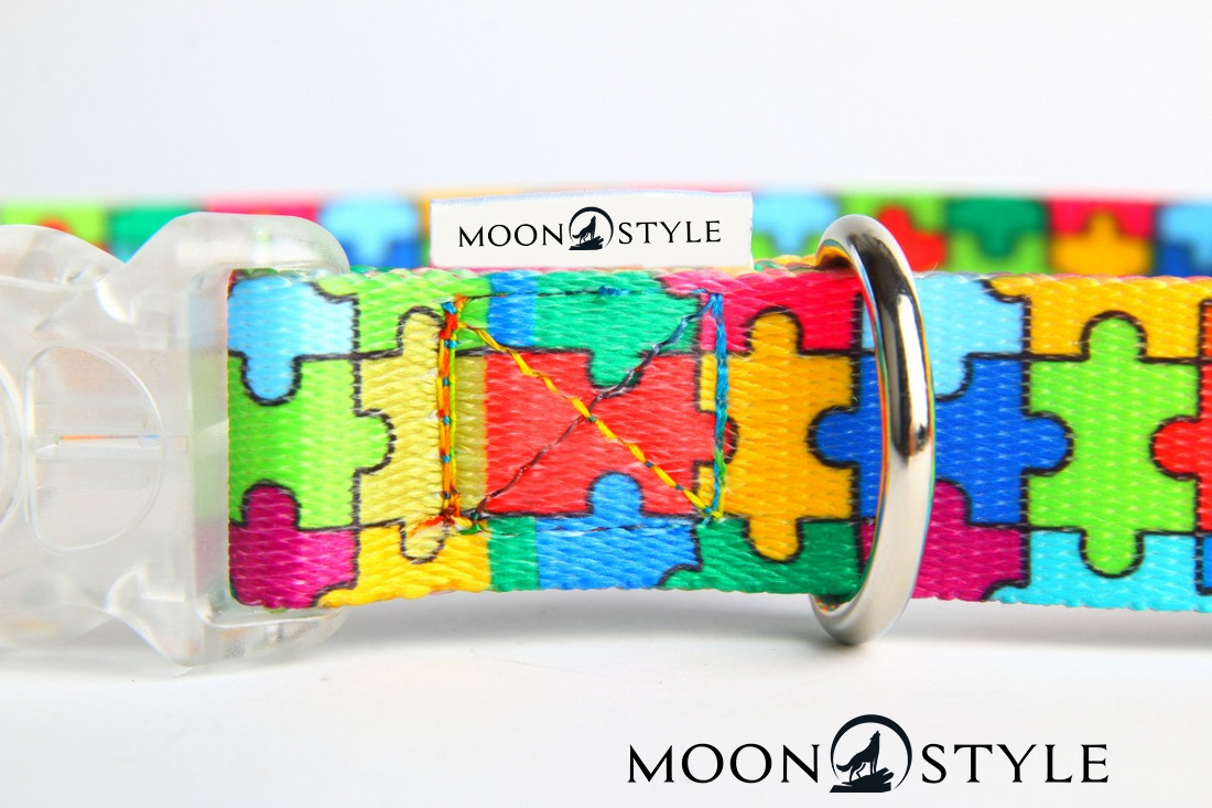 Moon Style - Obroża z klamrą LED - Moon Puzzle - 25mm