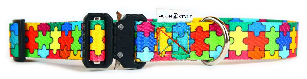 Moon Style - Obroża z metalową klamrą - Moon Puzzle - 30mm