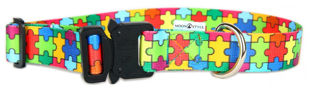 Moon Style - Obroża z metalową klamrą - Moon Puzzle - 25mm Moon Style - Obroża z metalową klamrą - Moon Puzzle - 25mm