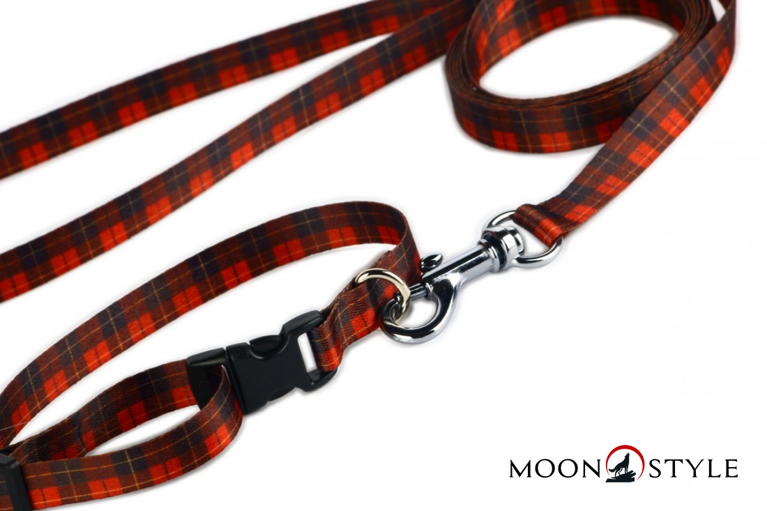 Moon Style - Smycz regulowana - Szkocka krata - 20mm / 220cm Moon Style - Smycz regulowana - Szkocka krata - 20mm / 220cm