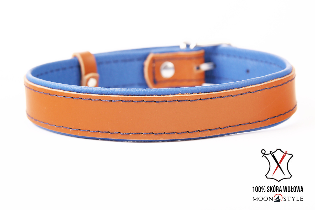 Moon Style - Skórzana obroża - PREMIUM SKÓRA - BRĄZOWO-NIEBIESKA - 24mm / 50cm Moon Style - Skórzana obroża - PREMIUM SKÓRA - BRĄZOWO-NIEBIESKA - 24mm / 50cm