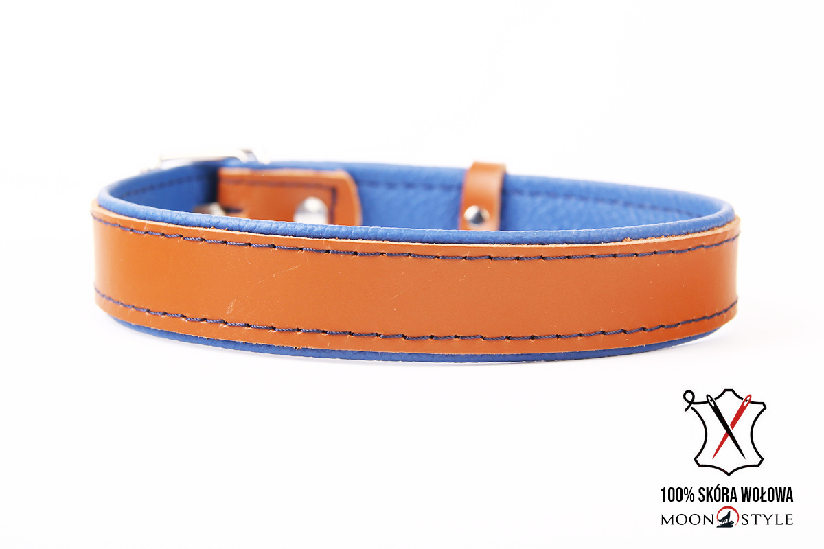 Moon Style - Skórzana obroża - PREMIUM SKÓRA - BRĄZOWO-NIEBIESKA - 40mm / 62cm Moon Style - Skórzana obroża - PREMIUM SKÓRA - BRĄZOWO-NIEBIESKA - 40mm / 62cm