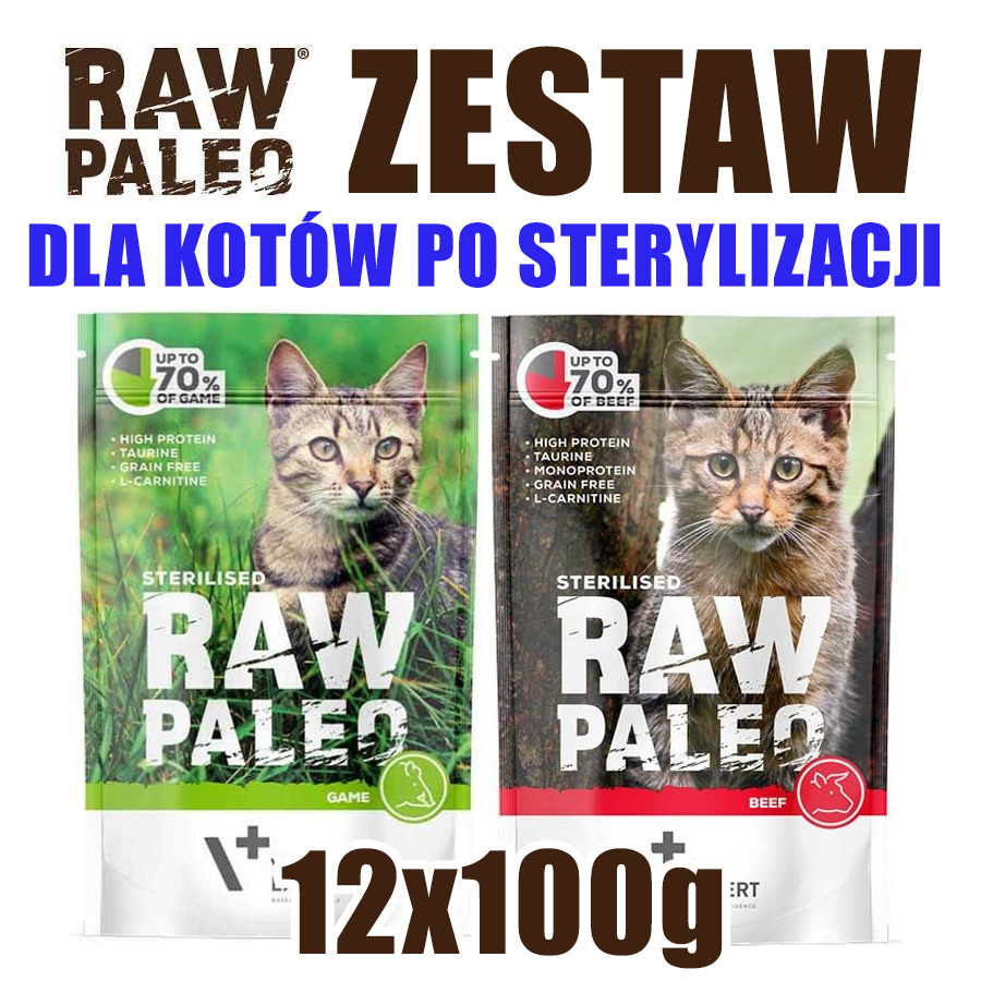 Raw Paleo - Sterilised - MIX SMAKÓW - 12 x 100g - dla Kastratów