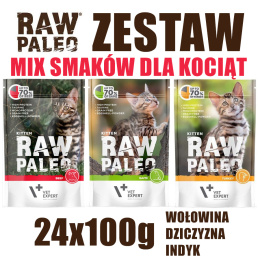 Raw Paleo - Kitten Cat MIX SMAKÓW - 24 x 100g - dla Kociąt