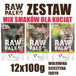 Raw Paleo - Kitten Cat MIX SMAKÓW - 12 x 100g - dla Kociąt