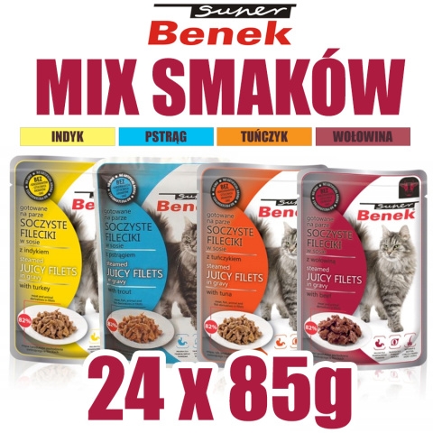 Super Benek - Fileciki w sosie - MIX SMAKÓW - Zestaw 24 x 85g