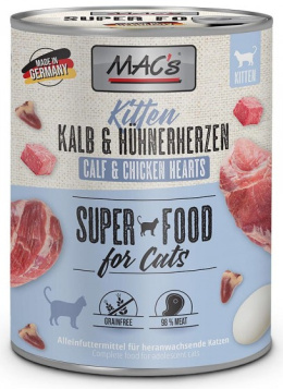 Mac's - Cat Kitten Kalb & Hühnerherzen - CIELĘCINA I SERCA DROBIOWE - 400g