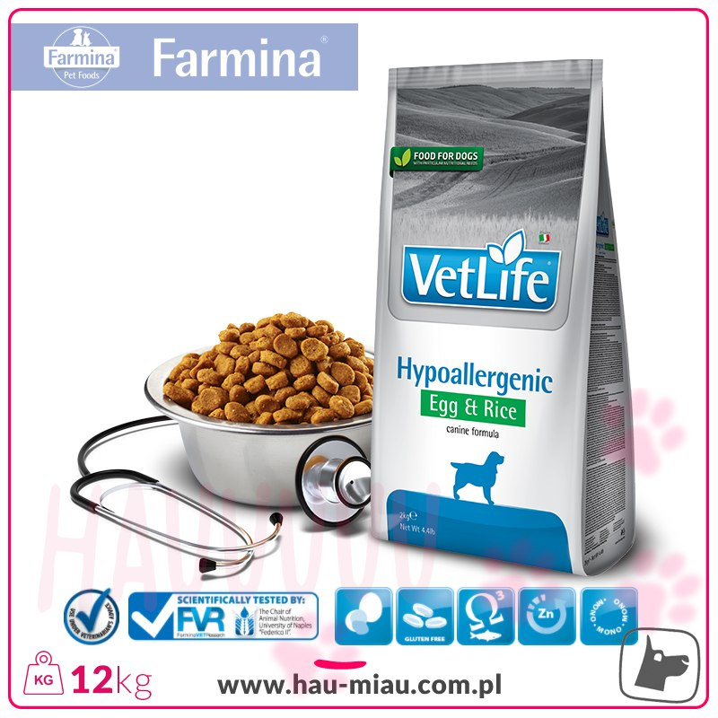 Farmina - VetLife Hypoallergenic Egg & Rice - ALERGIE POKARMOWE - JAJA & RYŻ - 12 KG