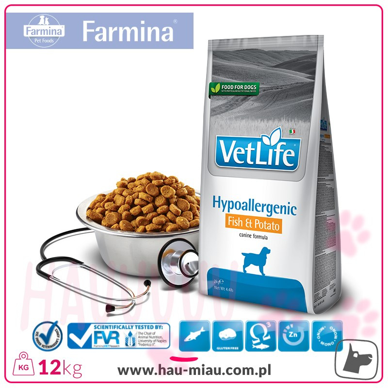 Farmina - VetLife Hypoallergenic Fish & Potato - ALERGIE POKARMOWE - RYBA & ZIEMNIAKI - 12 KG