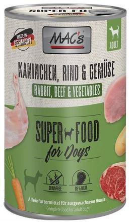 Mac's - Super food for dog - KRÓLIK, WOŁOWINA I WARZYWA - 400g