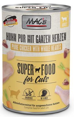 Mac's - Cat Huhn Pur mit Ganzen Geflugelherzen - KURCZAK I CAŁE SERCA DROBIOWE - Zestaw 24 x 400g