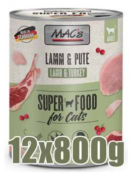 Mac's - Cat Lamm & Pute - JAGNIĘCINA I INDYK - Wrażliwy układ pokarmowy - Zestaw 12x800g