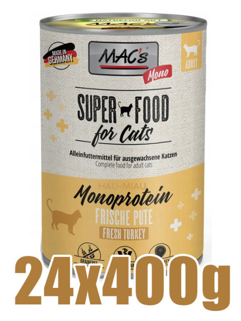 Mac's - Cat Mono Sensitive VetCare - Jednobiałkowa - INDYK - Zestaw 24 x 400g