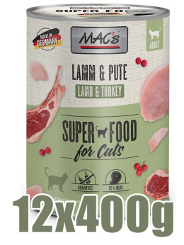 Mac's - Cat Lamm & Pute - JAGNIĘCINA I INDYK - Wrażliwy układ pokarmowy - Zestaw 12 x 400g
