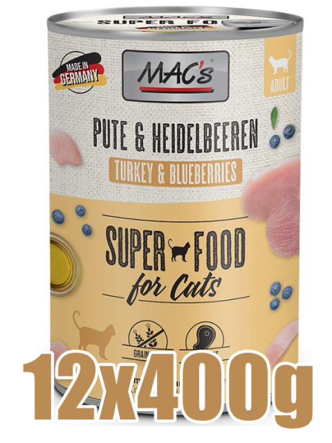 Mac's - Cat Pute & Heidelbeeren - INDYK I BORÓWKA - Zestaw 12x400g
