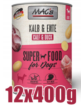 Mac's - Dog Kalb & Ente - CIELĘCINA i KACZKA - Zestaw 12 x 400g