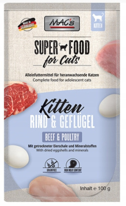 Mac's - Super Food for Cats - WOŁOWINA I DRÓB - Zestaw 12x100g - dla Kociąt