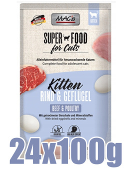 Mac's - Super Food for Cats - WOŁOWINA I DRÓB - Zestaw 24x100g - dla Kociąt