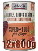 Mac's - Super food for dog - RENIFER, WOŁOWINA I WARZYWA - Zestaw 12x800g