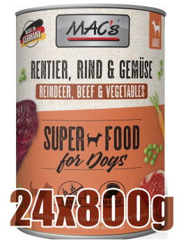 Mac's - Super food for dog - RENIFER, WOŁOWINA I WARZYWA - Zestaw 24x800g