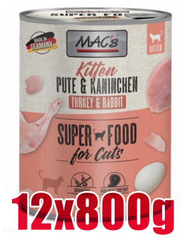 Mac's - Cat Kitten Pute & Kaninchen - INDYK i KRÓLIK - Zestaw 12x800g