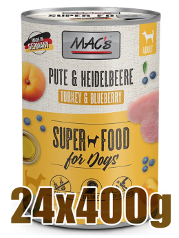 Mac's - Dog Pute & Heidelbeeren - INDYK i BORÓWKA - Zestaw 24 x 400g